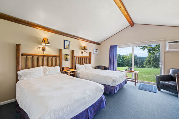 room 3 features two extra long double beds (same length as a king bed) with duvet comforters.